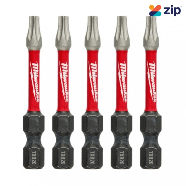 Milwaukee 48324694 - 5 Pack 50mm (2") TXB020 SHOCKWAVE Power Bit Security Torx Drill/Driver Accessories