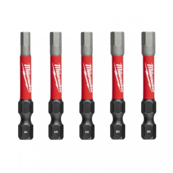 Milwaukee 48324695 - 5pce 4mm, 5mm & 6mm 50mm (2") SHOCKWAVE Hex Power Bit Set