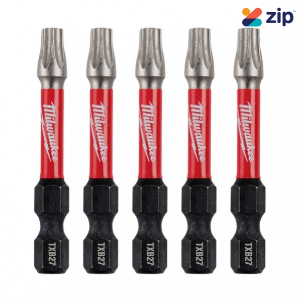 Milwaukee 48324697 - 5 Pack 50mm (2") TXB027 SHOCKWAVE Power Bit Security Torx Drill/Driver Accessories