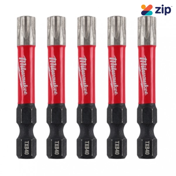 Milwaukee 48324699 - 5 Pack 50mm (2") TXB040 SHOCKWAVE Power Bit Security Torx