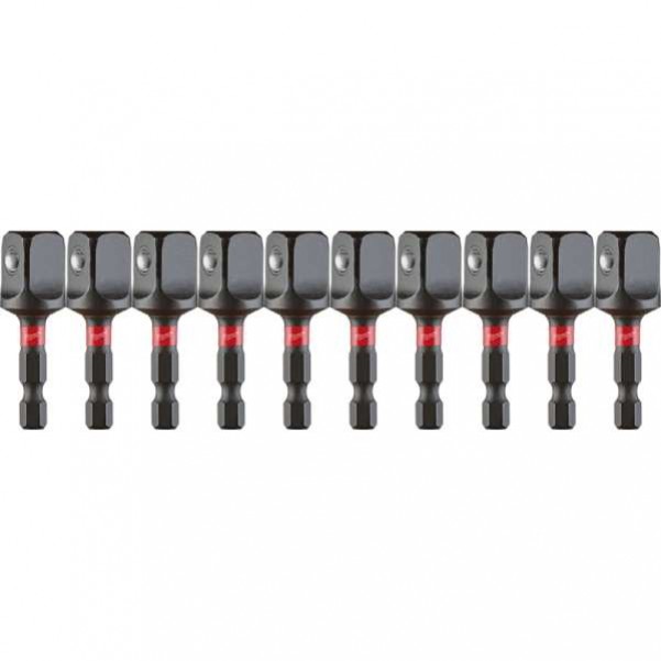 Milwaukee 48325732A - 10 Pack 1/4" Hex To 1/2" Square SHOCKWAVE Power Bit Socket Adapter 