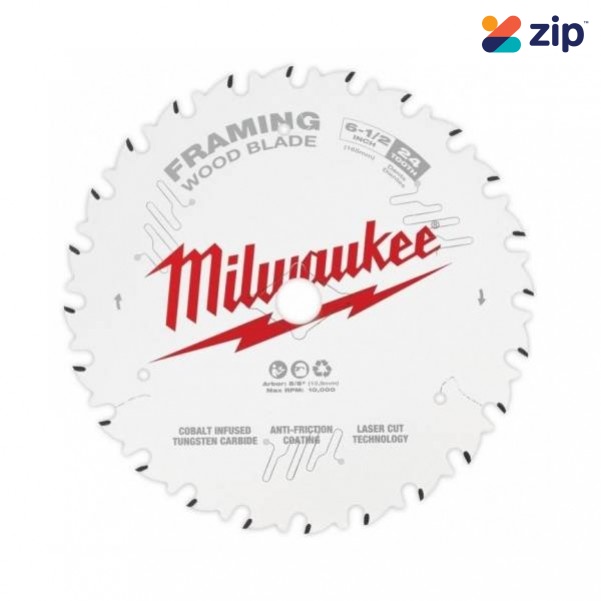 Milwaukee 48418620 - 165mm (6-1/2") Framing 24T Circular Saw Blade (Single Pack) 