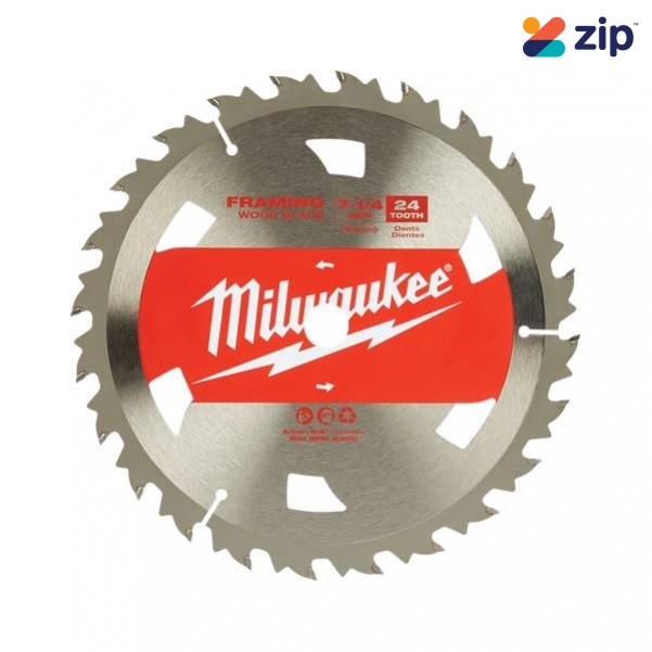 Milwaukee 48418710 - 184mm (7-1/4") Basic Framing 24T Circular Saw Blade (Single Pack)