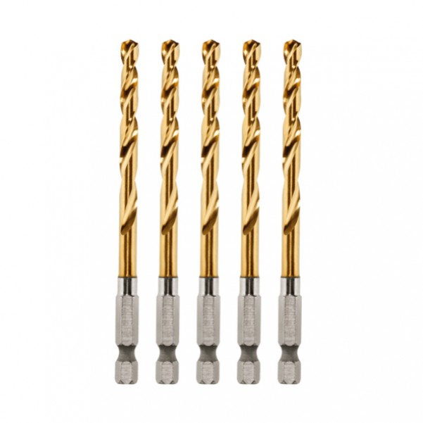 Milwaukee 48894911 - 5 Pack 4.8mm SHOCKWAVE Red Helix Titanium Drill Bit Drill/Driver Bit Sets