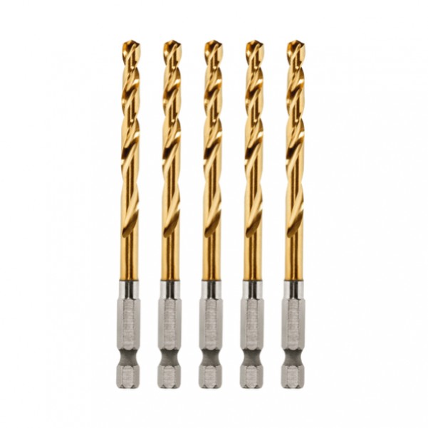 Milwaukee 48894911 - 5 Pack 4.8mm SHOCKWAVE Red Helix Titanium Drill Bit