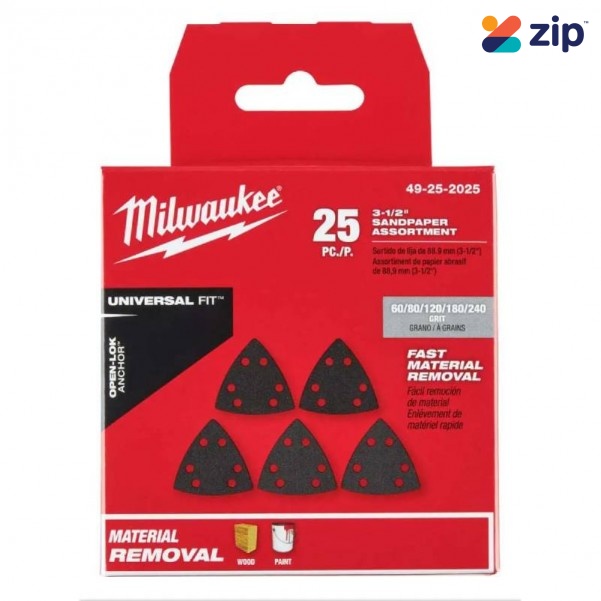 Milwaukee 49252025 - 25pce Open-Lok Triangle Sand Paper Variety