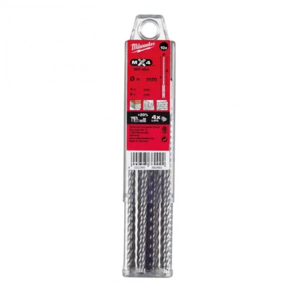 Milwaukee 4932352046 - 8 x 160mm 10 Pack 4 Cut SDS Plus MX4 Drill Bit Masonry - SDS