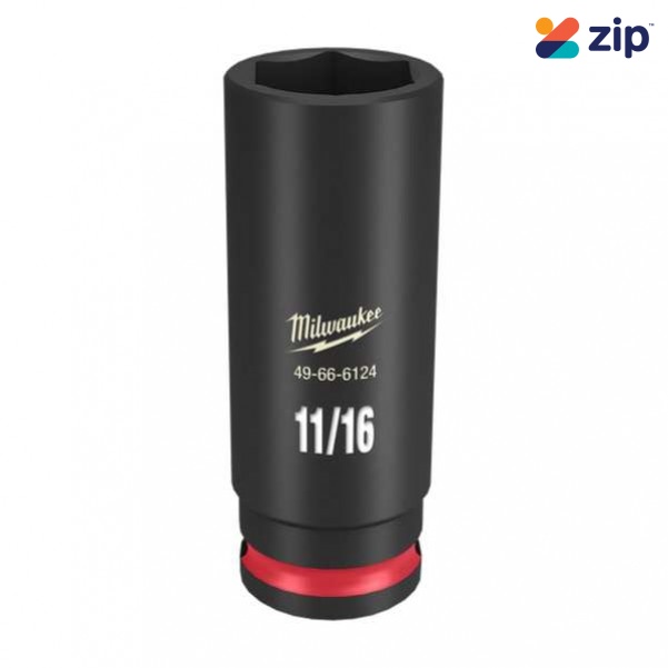 Milwaukee 49666124 - 3/8" Drive 11/16" Deep 6 Point Shockwave Impact Socket Sockets & Accessories