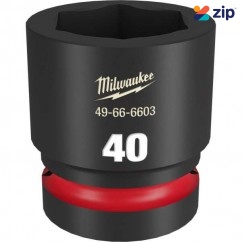 Milwaukee 49666603 - 1" Drive 40mm Standard 6 Point Impact Socket Sockets & Accessories