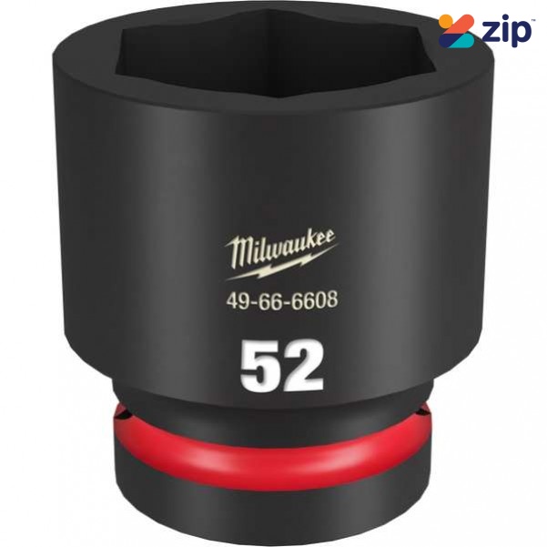 Milwaukee 49666608 - 1" Drive 52mm Standard 6 Point Impact Socket Sockets & Accessories