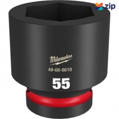 Milwaukee 49666610 - 1" Drive 55mm Standard 6 Point Impact Socket Sockets & Accessories