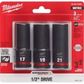 Milwaukee 49667025 - 3 Piece 1/2" Drive Metric Deep 6 Point Impact Socket Set 