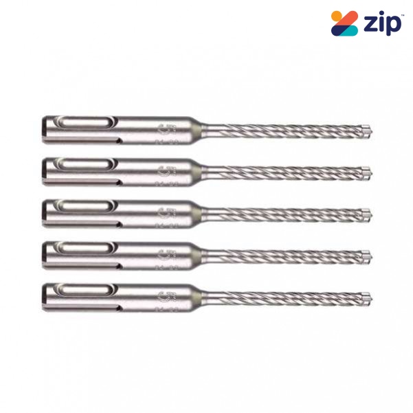 Milwaukee 4932478529 - 5 pack 5 x 115mm 4 Cut SDS Plus Drill Bit Set Masonry - SDS