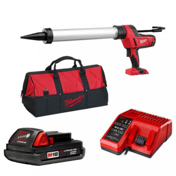 Milwaukee C18PCG600A-201B - 18V 600ML Cordless Aluminium Barrel Caulking Gun Kit Cordless Caulking Guns