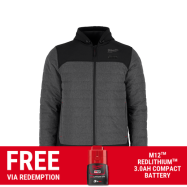 Milwaukee M12AHJGRY0 - 12V Li-ion Cordless M12 AXIS Grey Heated Jacket Skin - S-M-L-XL-XXL