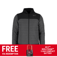 Milwaukee M12AHJGRY0 - 12V Li-ion Cordless M12 AXIS Grey Heated Jacket Skin - S-M-L-XL-XXL