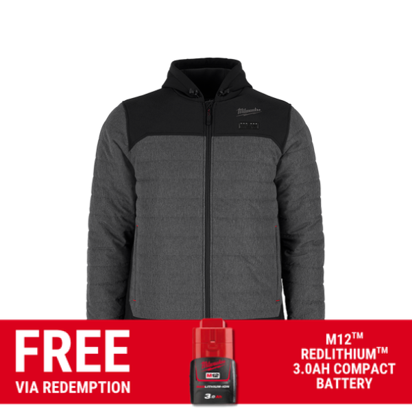 Milwaukee M12AHJGRY0 - 12V Li-ion Cordless M12 AXIS Grey Heated Jacket Skin - S-M-L-XL-XXL Milwaukee M12AHJGRY0 - 12V Li-ion Cordless M12 AXIS Grey Heated Jacket Skin - S-M-L-XL-XXL