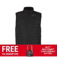Milwaukee M12AHVBLK0 - 12V Li-ion Cordless M12 AXIS Black Heated Vest Skin - S-M-L-XL-XXL