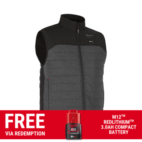 Milwaukee M12AHVGRY0 - 12V Li-ion Cordless M12 AXIS Grey Heated Vest Skin - S-M-L-XL-XXL