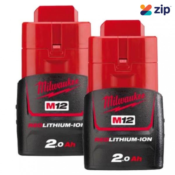 Milwaukee M12B22 - 12V 2.0Ah REDLITHIUM-ION Battery Twin Pack