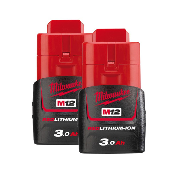 Milwaukee M12B32 - 12V 3.0Ah Li-ion Cordless REDLITHIUM Battery Twin Pack Milwaukee M12B32 - 12V 3.0Ah Li-ion Cordless REDLITHIUM Battery Twin Pack