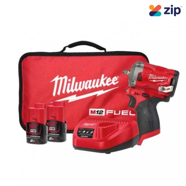 Milwaukee M12FIW38-202B - 12V 2.0Ah Li-ion Cordless Fuel Stubby 3/8" Impact Wrench Combo Kit Combo Kits up to 12v