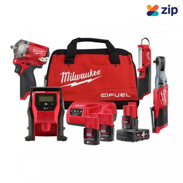 Milwaukee M12FPP4A-423B - 12V FUEL Cordless 4 Piece Power Pack 4A 