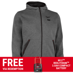 Milwaukee M12HH2GRY0 - 12V Li-ion Cordless Grey Heated Hoodie Skin - S-M-L-XL-XXL