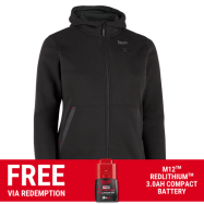 Milwaukee M12HHW2BLK0 - 12V Cordless M12 Black Heated Women's Hoodie Skin - XS-S-M-L-XL-XXL