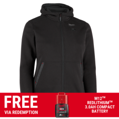 Milwaukee M12HHW2BLK0 - 12V Cordless M12 Black Heated Women's Hoodie Skin - XS-S-M-L-XL-XXL