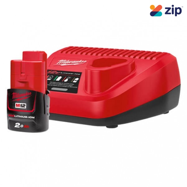 Milwaukee M12SP-201B - 12V Charger and 2.0Ah REDLITHIUM Battery Combo Kit