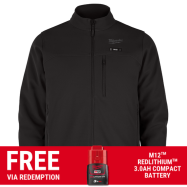 Milwaukee M12THJ2BLK0 - 12V Li-ion Cordless TOUGHSHELL Black Heated Jacket Skin - S-M-L-XL-XXL