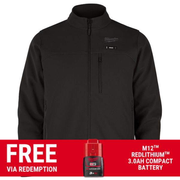 Milwaukee M12THJ2BLK0 - 12V Li-ion Cordless TOUGHSHELL Black Heated Jacket Skin - S-M-L-XL-XXL Milwaukee M12THJ2BLK0 - 12V Li-ion Cordless TOUGHSHELL Black Heated Jacket Skin - S-M-L-XL-XXL
