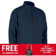 Milwaukee M12THJ2BLU0 - 12V Li-ion Cordless TOUGHSHELL Blue Heated Jacket Skin - S-M-L-XL-XXL