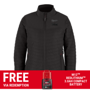 Milwaukee M12WAHJBLK0 - 12V Cordless M12 AXIS Black Heated Women's Jacket Skin - XS-S-M-L-XL-XXL