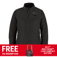 Milwaukee M12WAHJBLK0 - 12V Cordless M12 AXIS Black Heated Women's Jacket Skin - XS-S-M-L-XL-XXL