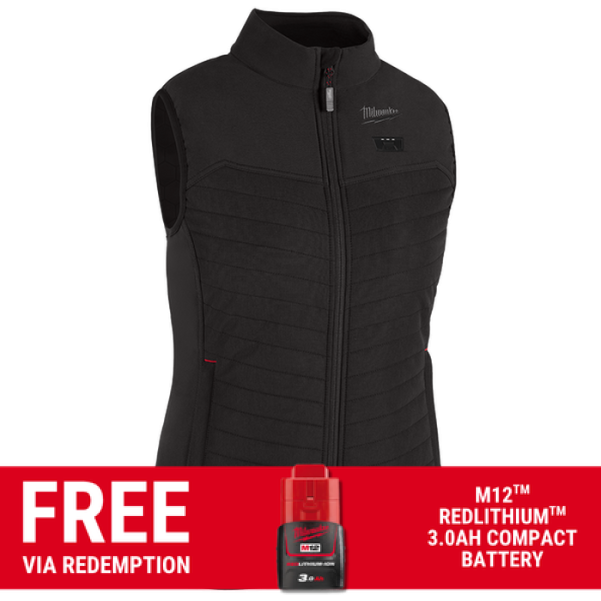 Milwaukee M12WAHVBLK0 - 12V Cordless M12 AXIS Black Heated Women's Vest Skin - XS-S-M-L-XL-XXL Milwaukee M12WAHVBLK0 - 12V Cordless M12 AXIS Black Heated Women's Vest Skin - XS-S-M-L-XL-XXL