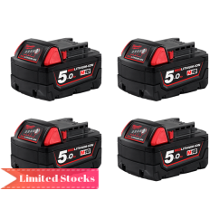 Milwaukee M18B54 - 18V 5.0Ah 4 Pack Redlithium-Ion Extended Capacity Battery Pack