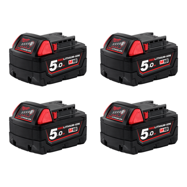 Milwaukee M18B54 - 18V 5.0Ah 4 Pack Redlithium-Ion Extended Capacity Battery Pack