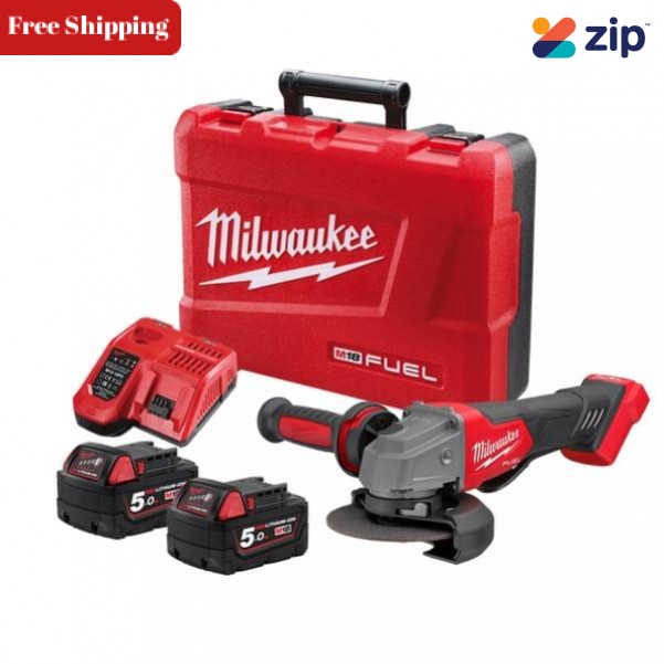 Milwaukee M18FAG125XPD-502C - 18V 5.0Ah Li-ion 125 mm (5") Cordless Brushless with Deadman Paddle Switch Angle Grinder Kit