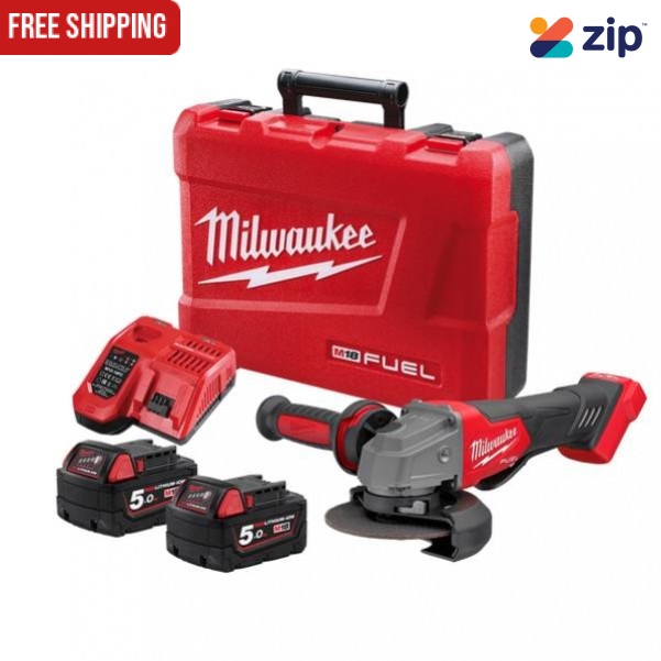 Milwaukee M18FAG125XPD-502C - 18V 5.0Ah Li-ion 125 mm (5") Cordless Brushless with Deadman Paddle Switch Angle Grinder Kit