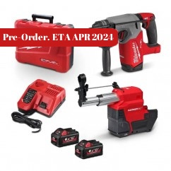 Milwaukee M18FHDEX602C - 18v Fuel 26mm Hammervac SDS Plus Rotary Hammer with Dust Extractor Kit