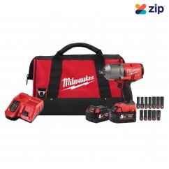 Milwaukee M18FHIWF12502BS - 18V 5.0Ah Li-Ion Cordless Fuel Gen 2 1/2" High Torque Impact Wrench Combo Kit with Socket Set