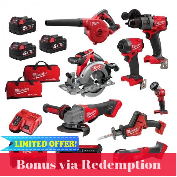 Milwaukee M18FPP10A3503B - 18V Fuel 10 Piece Combo Kit Combo Kits 18v