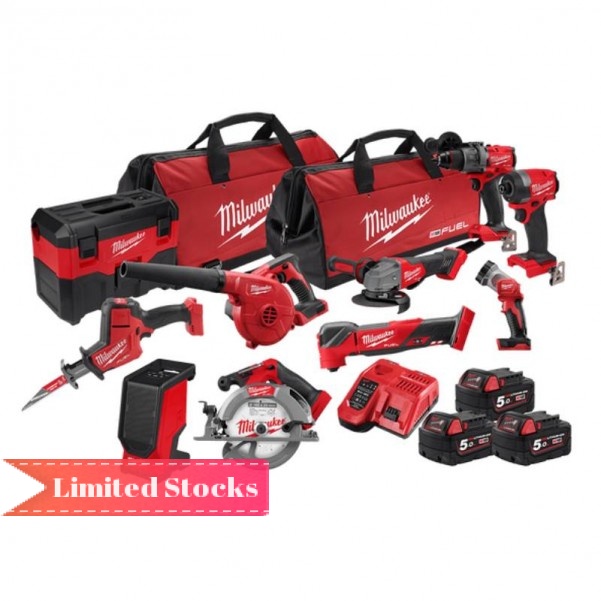Milwaukee M18FPP10A4503B - 18V Fuel 10 Piece Combo Kit Combo Kits 18v