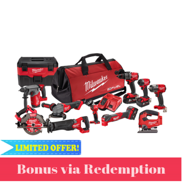 Milwaukee M18FPP11A4503B - M18 FUEL 18V 11 Piece 3 x 5.0Ah Cordless Power Pack Combo Kit 11A4