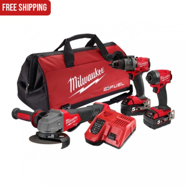 Milwaukee M18FPP3A3502B - 18V Cordless Brushless 3 Piece Combo Kit 3A3