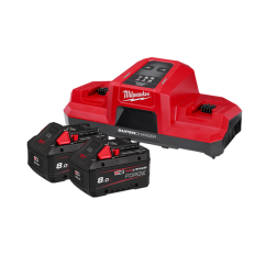 Milwaukee M18FSPD802B - 18V 8.0Ah Li-ion Cordless Forge Battery And 18V Li-ion Dual Bay Super Charger Starter Pack