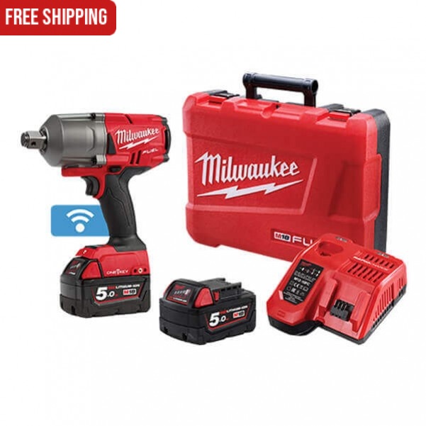 Milwaukee M18ONEFHIWF34-502C - 18V 5.0Ah FUEL ONE-KEY 3/4” High Torque Impact Wrench w/ Friction Ring Kit Cordless Impact Wrenches Square Drive