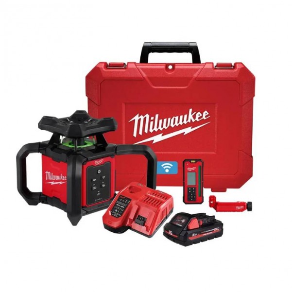 Milwaukee M18RL305-301C - 18V 3.0Ah Li-ion ONE-KEY 305m Interior Single Rotary Green Laser Kit Laser Levels